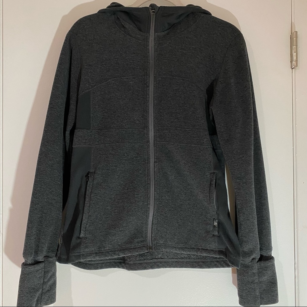 Prana Drea Fleece Jacket Charcoal Gray Hoodie Zip